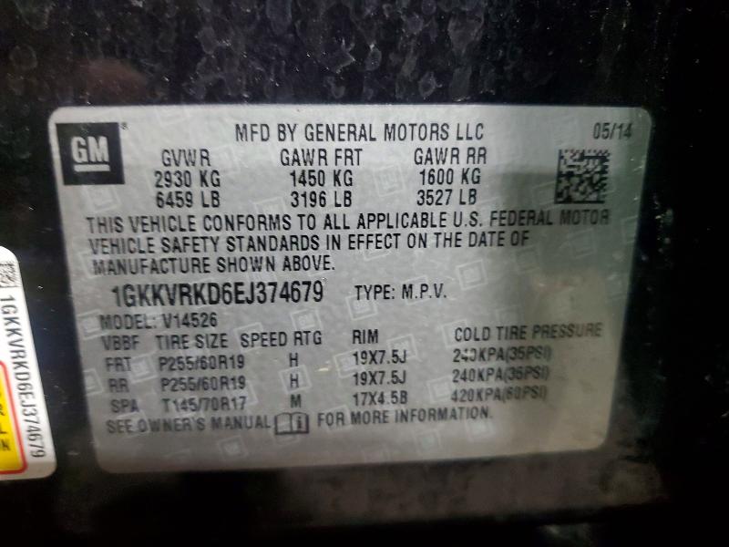 49656416 :رقم المزاد ، 1GKKVRKD6EJ374679 vin ، 2014 Gmc Acadia مزاد بيع