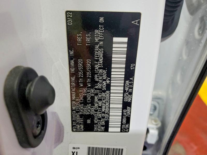 Aukcja sprzedaży 2022 Toyota Highlander, vin: 5TDFZRBH0NS200808, numer aukcji: 49424906