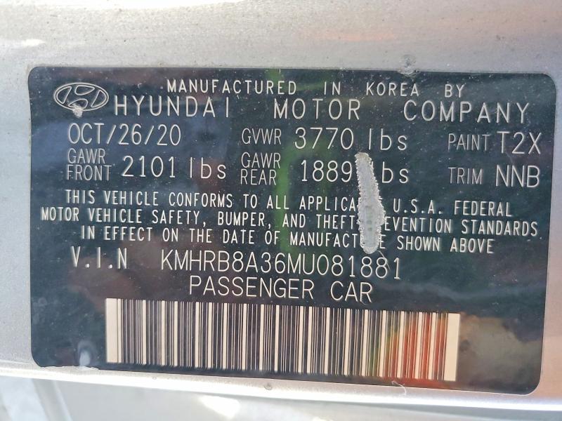 Aukcja sprzedaży 2021 Hyundai Venue, vin: KMHRB8A36MU081881, numer aukcji: 51444176