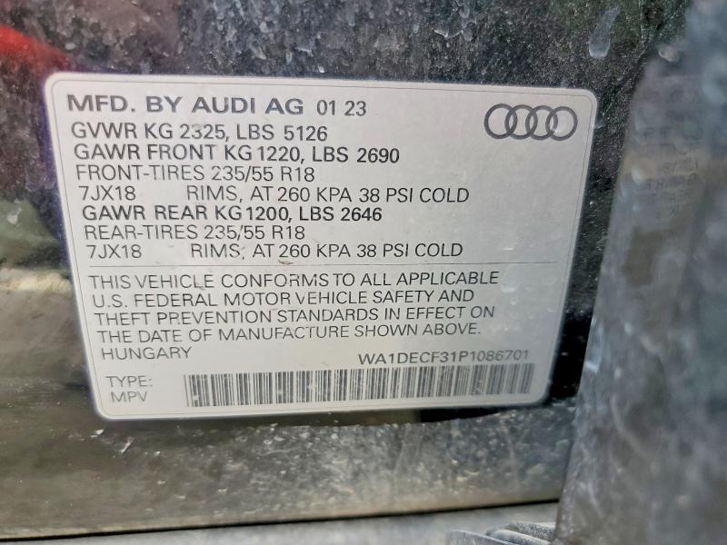 Продаж на аукціоні авто 2023 Audi Q3, vin: WA1DECF31P1086701, номер лоту: 49828956