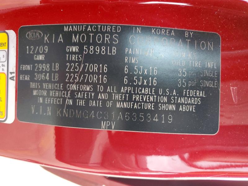 48554396 :رقم المزاد ، KNDMG4C31A6353419 vin ، 2010 Kia Sedona مزاد بيع
