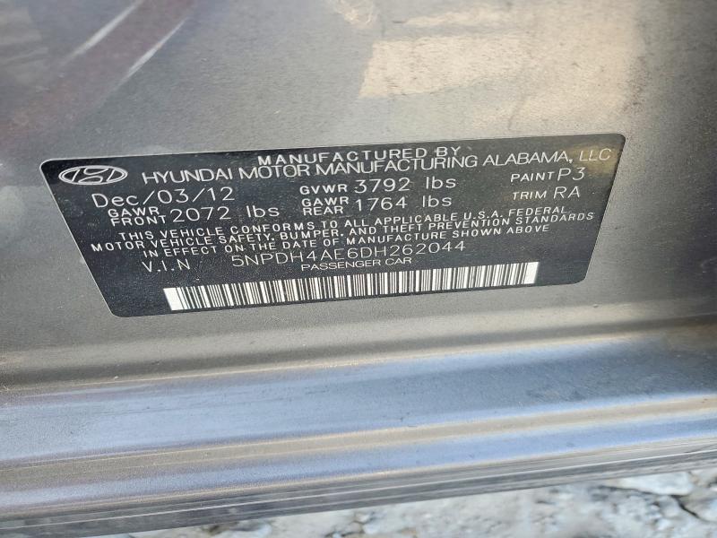 Продажа на аукционе авто 2013 Hyundai Elantra, vin: 5NPDH4AE6DH262044, номер лота: 50848916