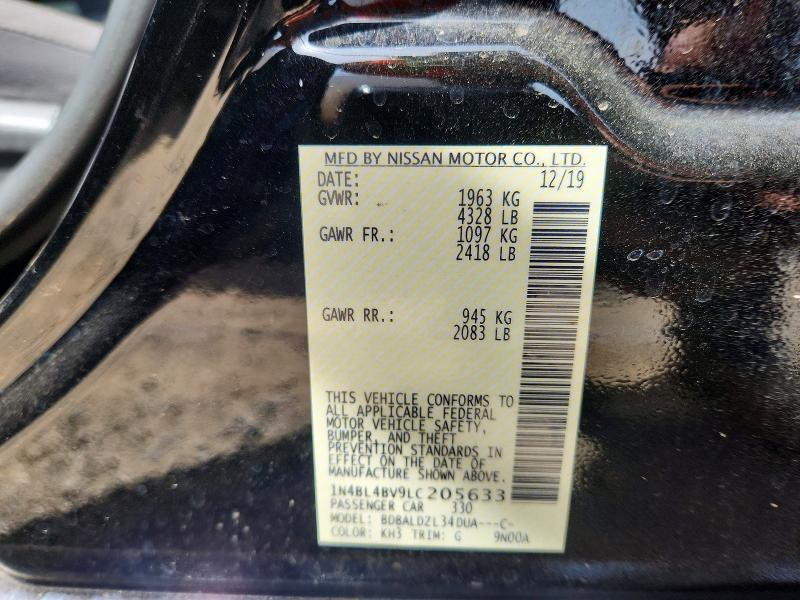 Aukcja sprzedaży 2020 Nissan Altima, vin: 1N4BL4BV9LC205633, numer aukcji: 50187796