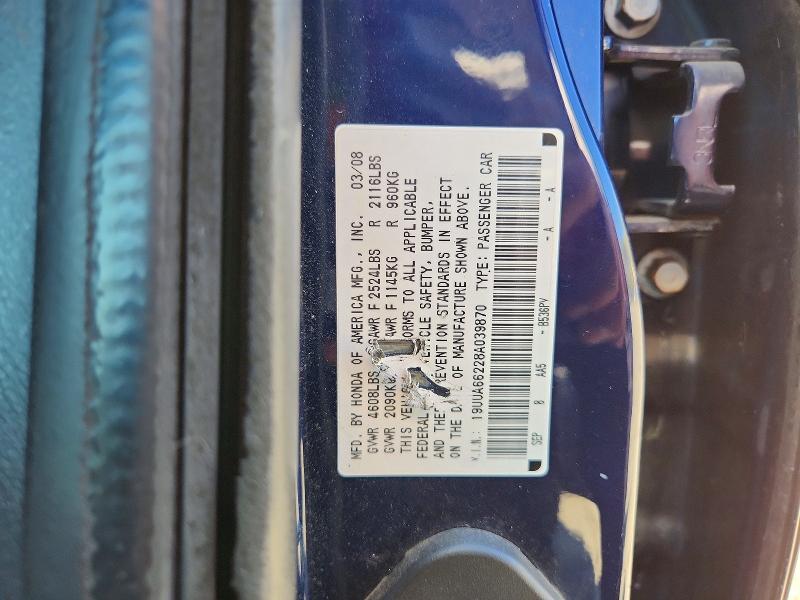 49055916 :رقم المزاد ، 19UUA66228A039870 vin ، 2008 Acura Tl مزاد بيع