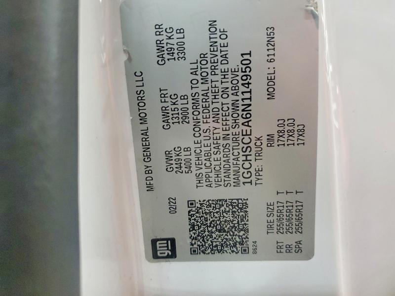 2022 Chevrolet Colorado მანქანა იყიდება აუქციონზე, vin: 1GCHSCEA6N1149501, აუქციონის ნომერი: 48140306