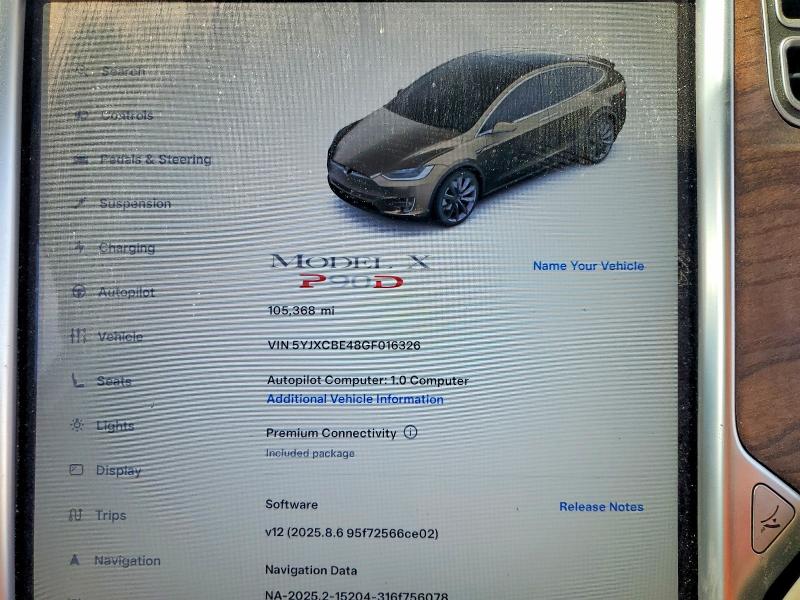 2016 Tesla Model X მანქანა იყიდება აუქციონზე, vin: 5YJXCBE48GF016326, აუქციონის ნომერი: 52167246