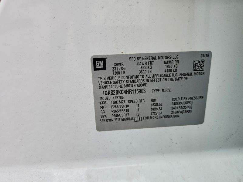 Auction sale of the 2017 Gmc Yukon, vin: 1GKS2BKC4HR116903, lot number: 49979566