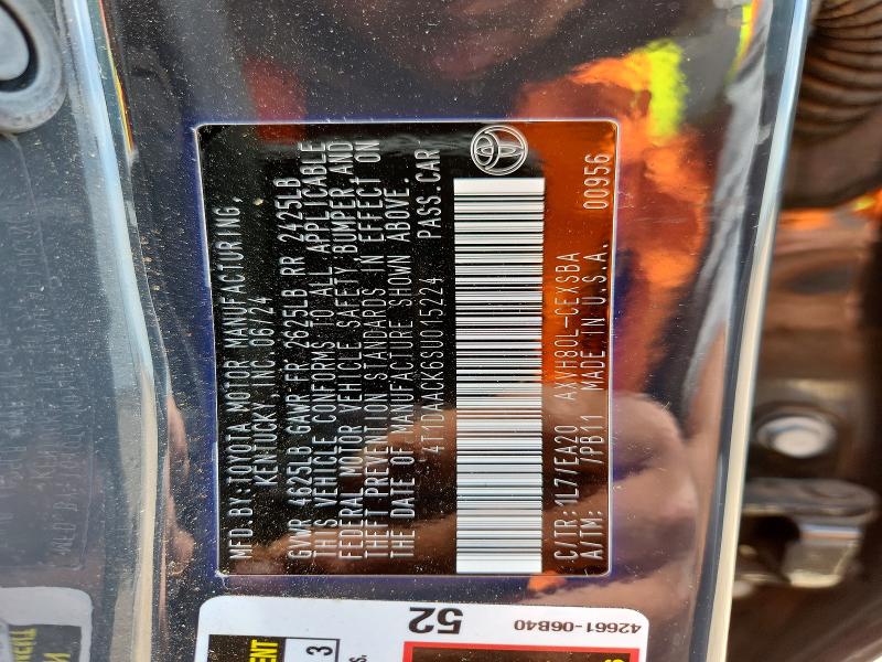 2025 Toyota Camry მანქანა იყიდება აუქციონზე, vin: 4T1DAACK6SU015224, აუქციონის ნომერი: 51354396