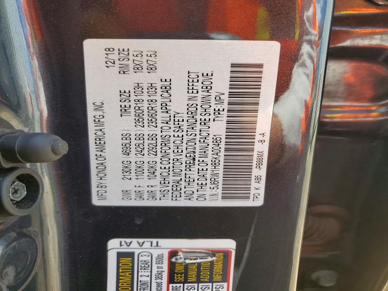 Aukcja sprzedaży 2019 Honda Cr-v, vin: 5J6RW1H85KA004851, numer aukcji: 48422396