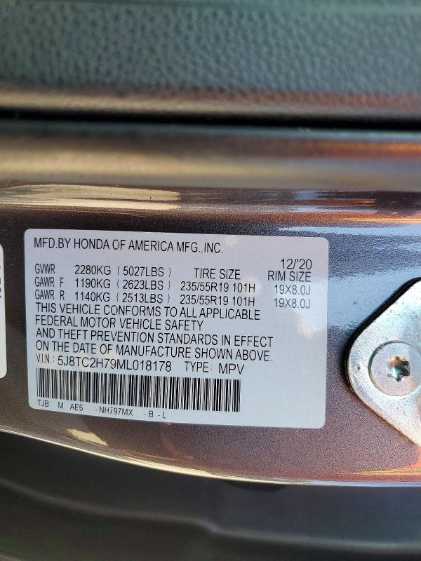 2021 Acura Rdx მანქანა იყიდება აუქციონზე, vin: 5J8TC2H79ML018178, აუქციონის ნომერი: 49016386