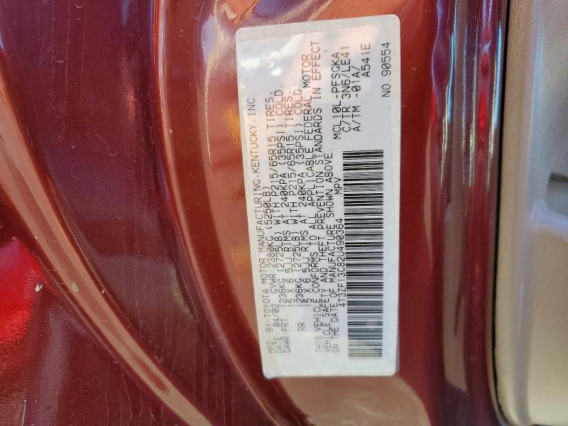 51009026 :رقم المزاد ، 4T3ZF13C82U490364 vin ، 2002 Toyota Sienna مزاد بيع