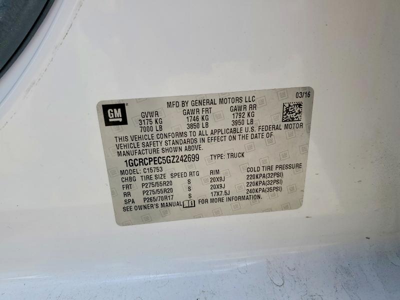 49248516 :رقم المزاد ، 1GCRCPEC5GZ242699 vin ، 2016 Chevrolet Silverado مزاد بيع