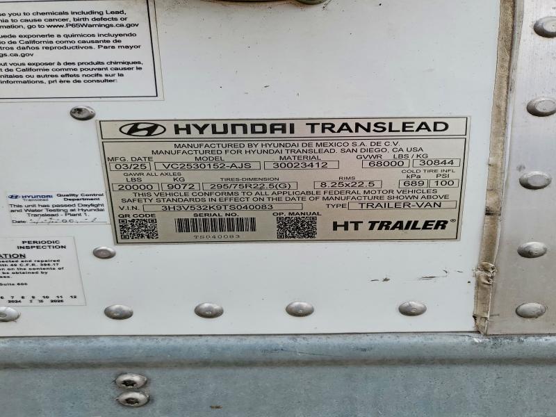 Aukcja sprzedaży 2026 Hyundai Translead Inc Trailers, vin: 3H3V532K9TS040083, numer aukcji: 51604026