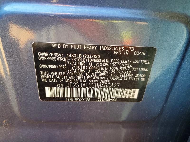 Продажа на аукционе авто 2017 Subaru Forester, vin: JF2SJAEC3HH460427, номер лота: 48389116