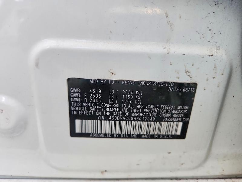 2017 Subaru Legacy მანქანა იყიდება აუქციონზე, vin: 4S3BNAC69H3012349, აუქციონის ნომერი: 47630446