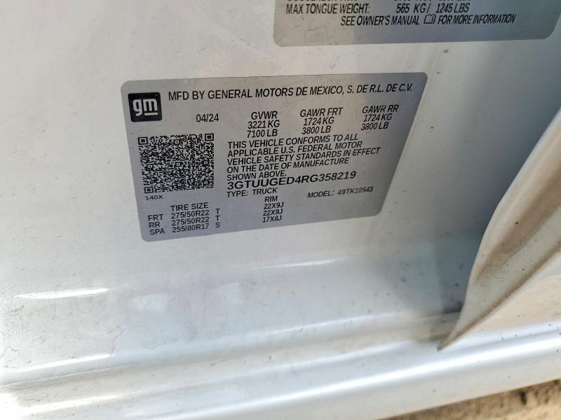 Продажа на аукционе авто 2024 Gmc Sierra, vin: 3GTUUGED4RG358219, номер лота: 50835866