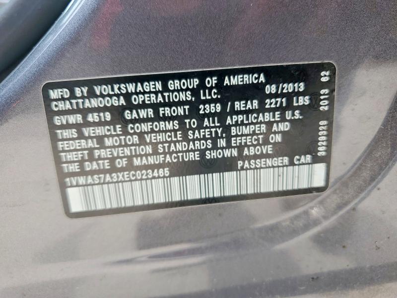 Aukcja sprzedaży 2014 Volkswagen Passat, vin: 1VWAS7A3XEC023465, numer aukcji: 50165116