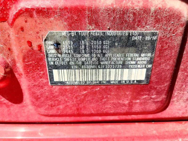2015 Subaru Legacy მანქანა იყიდება აუქციონზე, vin: 4S3BNBL67F3023739, აუქციონის ნომერი: 50787146