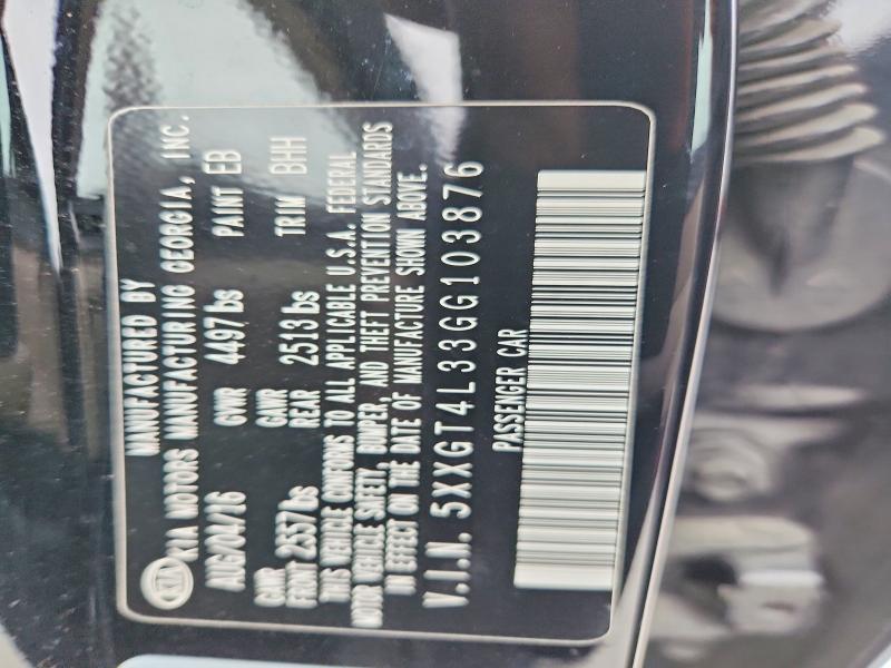 46780346 :رقم المزاد ، 5XXGT4L33GG103876 vin ، 2016 Kia Optima مزاد بيع