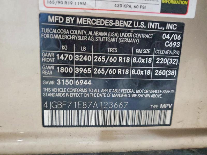 Продажа на аукционе авто 2007 Mercedes-benz Gl, vin: 4JGBF71E87A123667, номер лота: 50895106