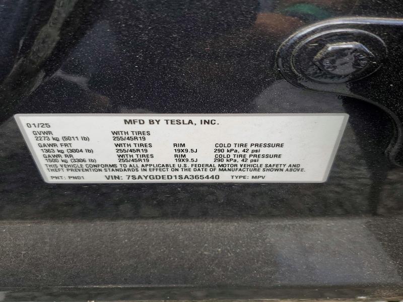 48121046 :رقم المزاد ، 7SAYGDED1SA365440 vin ، 2025 Tesla Model Y مزاد بيع