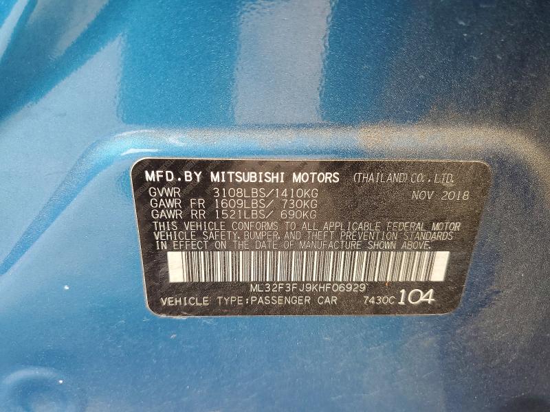 Продаж на аукціоні авто 2019 Mitsubishi Mirage, vin: ML32F3FJ9KHF06929, номер лоту: 48572236