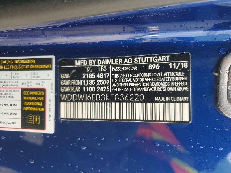 Aukcja sprzedaży 2019 Mercedes-benz C, vin: WDDWJ6EB3KF836220, numer aukcji: 50732246