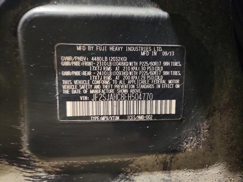 2014 Subaru Forester მანქანა იყიდება აუქციონზე, vin: JF2SJAHC8EH504770, აუქციონის ნომერი: 50162496