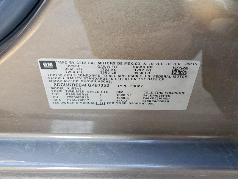 2015 Chevrolet Silverado მანქანა იყიდება აუქციონზე, vin: 3GCUKREC4FG497352, აუქციონის ნომერი: 49041736