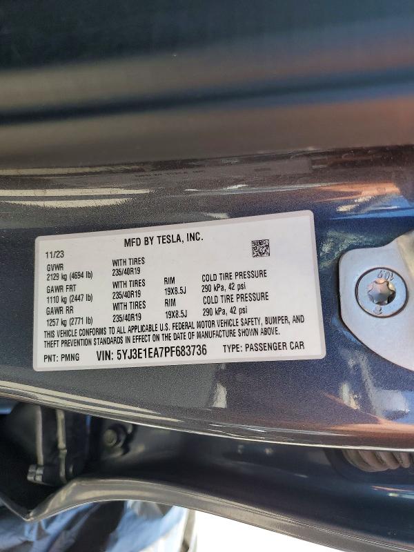Aukcja sprzedaży 2023 Tesla Model 3, vin: 5YJ3E1EA7PF683736, numer aukcji: 51024176
