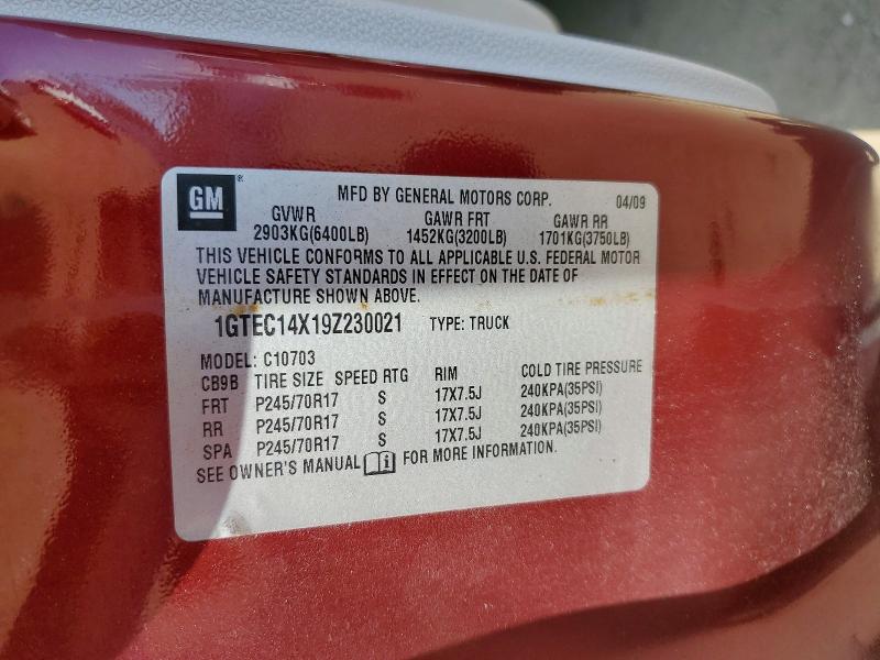 Aukcja sprzedaży 2009 Gmc Sierra, vin: 1GTEC14X19Z230021, numer aukcji: 49440976