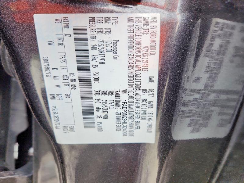 50648136 :رقم المزاد ، 1FADP3M29HL324008 vin ، 2017 Ford Focus مزاد بيع