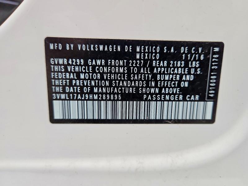 49157036 :رقم المزاد ، 3VWL17AJ9HM289895 vin ، 2017 Volkswagen Jetta مزاد بيع