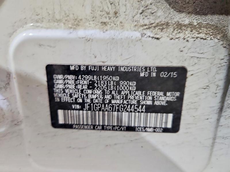 2015 Subaru Impreza მანქანა იყიდება აუქციონზე, vin: JF1GPAA67FG244544, აუქციონის ნომერი: 49536786