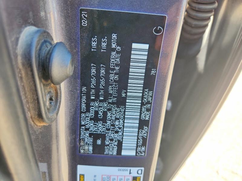 48956546 :رقم المزاد ، JTEMU5JR8M5909401 vin ، 2021 Toyota 4runner مزاد بيع