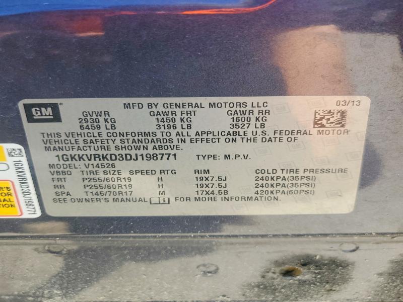 Aukcja sprzedaży 2013 Gmc Acadia, vin: 1GKKVRKD3DJ198771, numer aukcji: 50784596