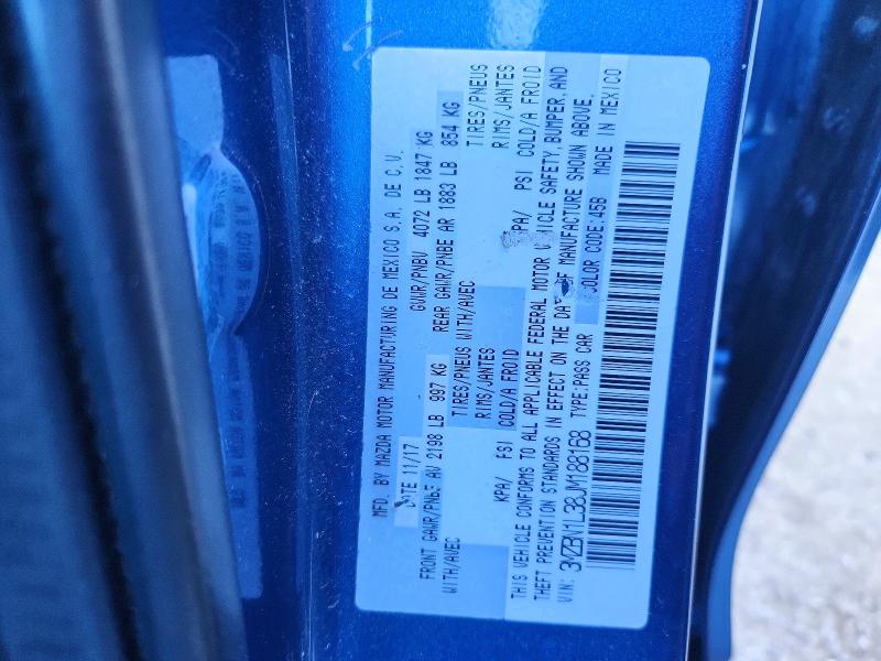 2018 Mazda 3 მანქანა იყიდება აუქციონზე, vin: 3MZBN1L38JM188168, აუქციონის ნომერი: 50921726