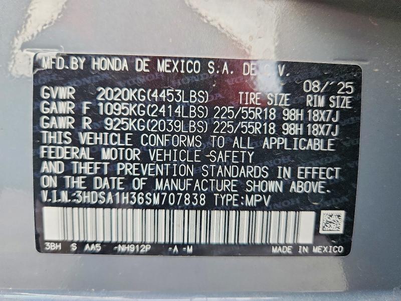 48651566 :رقم المزاد ، 3HDSA1H36SM707838 vin ، 2025 Acura Adx مزاد بيع