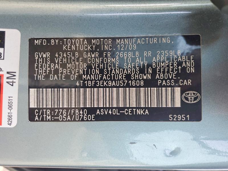 Продажа на аукционе авто 2010 Toyota Camry, vin: 4T1BF3EK9AU571608, номер лота: 52042786