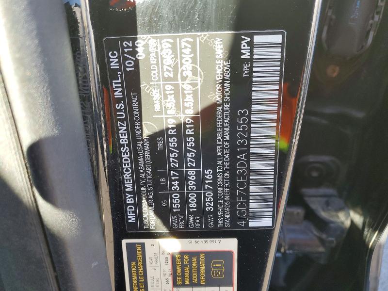 49474076 :رقم المزاد ، 4JGDF7CE3DA132553 vin ، 2013 Mercedes-benz Gl مزاد بيع