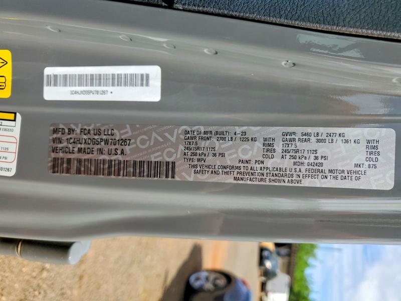 2023 Jeep Wrangler მანქანა იყიდება აუქციონზე, vin: 1C4HJXDG5PW701267, აუქციონის ნომერი: 50359096