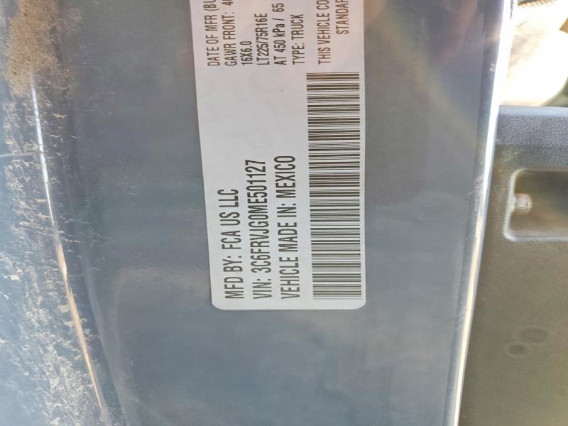 2021 Ram Promaster 3500 მანქანა იყიდება აუქციონზე, vin: 3C6FRVJG0ME501127, აუქციონის ნომერი: 46641776