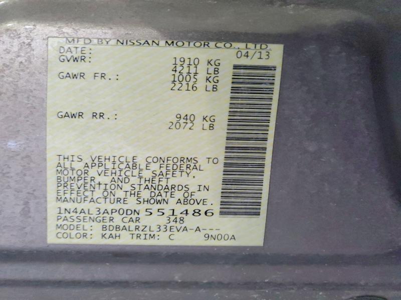 48875846 :رقم المزاد ، 1N4AL3AP0DN551486 vin ، 2013 Nissan Altima مزاد بيع