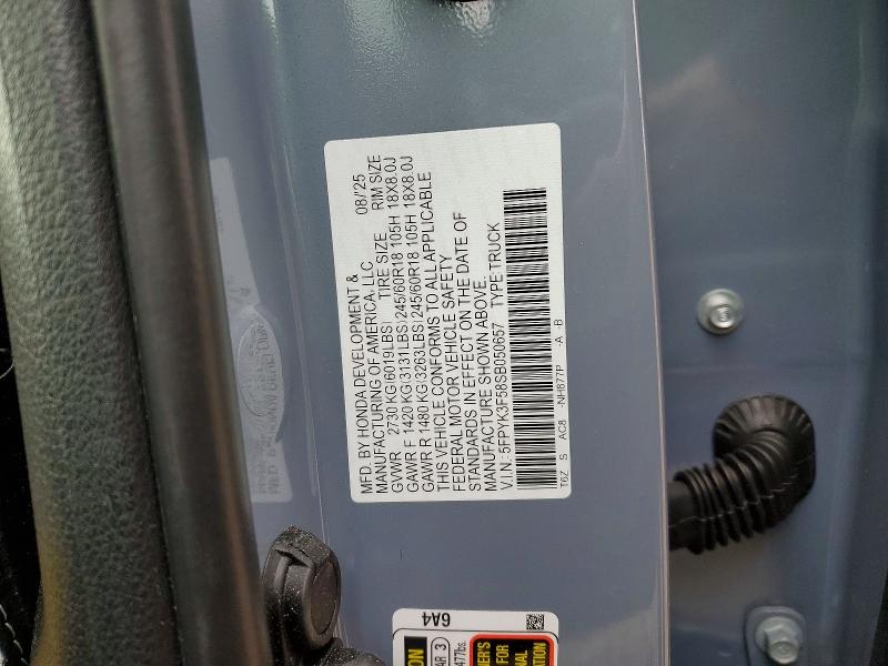 51000226 :رقم المزاد ، 5FPYK3F58SB050657 vin ، 2025 Honda Ridgeline مزاد بيع