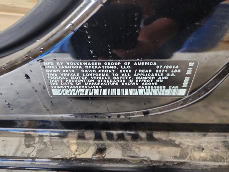 2015 Volkswagen Passat მანქანა იყიდება აუქციონზე, vin: 1VWBT7A32FC004797, აუქციონის ნომერი: 48827726