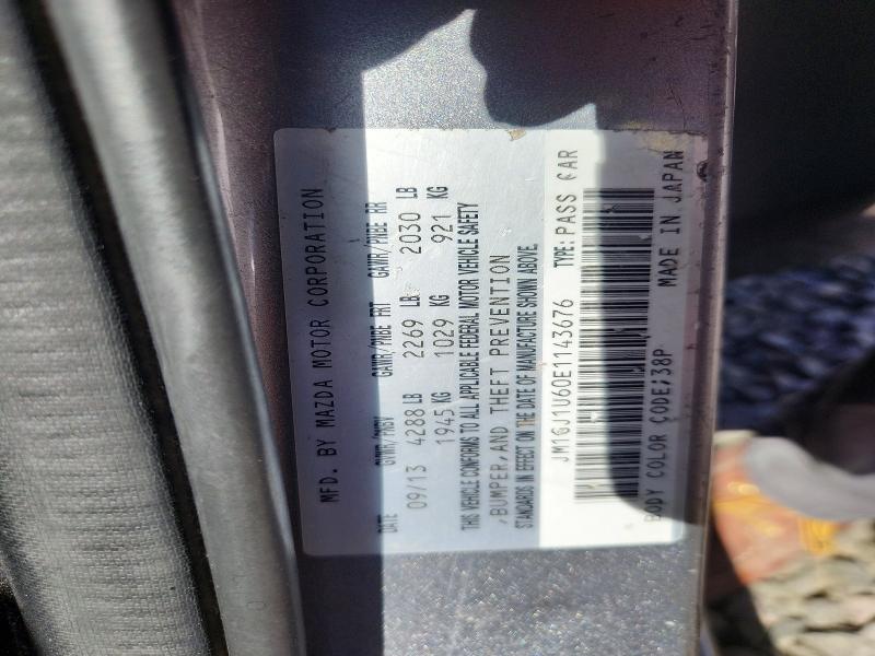 2014 Mazda 6 მანქანა იყიდება აუქციონზე, vin: JM1GJ1U60E1143676, აუქციონის ნომერი: 49662076