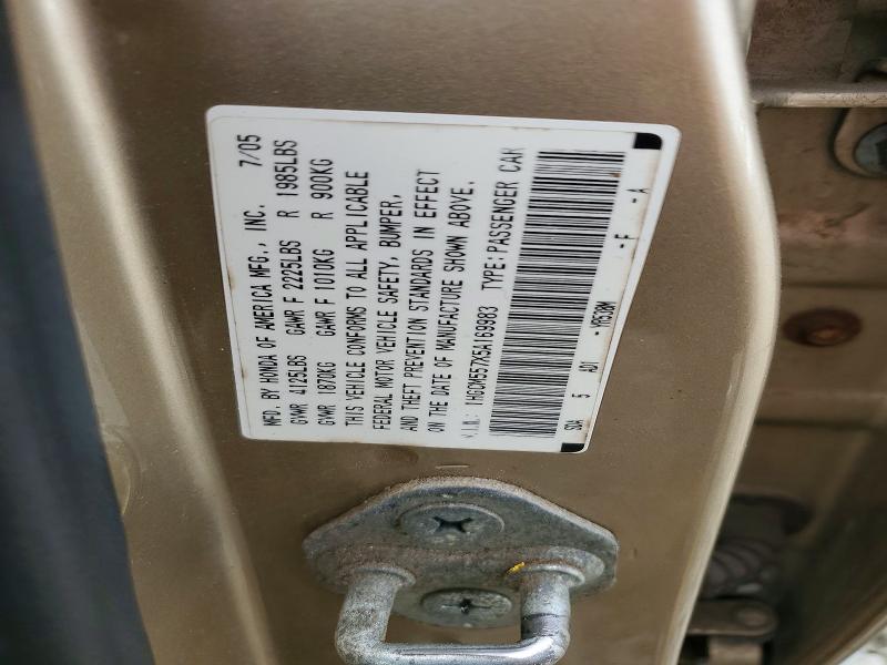 2005 Honda Accord მანქანა იყიდება აუქციონზე, vin: 1HGCM557X5A169983, აუქციონის ნომერი: 51669726