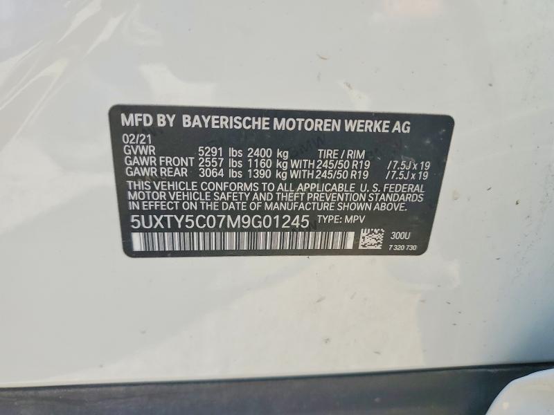 50902086 :رقم المزاد ، 5UXTY5C07M9G01245 vin ، 2021 Bmw X3 مزاد بيع