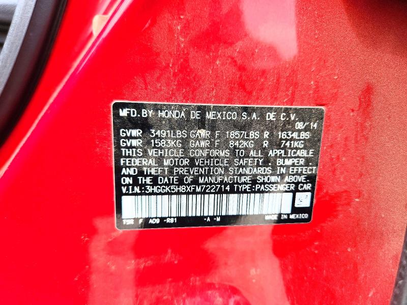 Aukcja sprzedaży 2015 Honda Fit, vin: 3HGGK5H8XFM722714, numer aukcji: 50433916