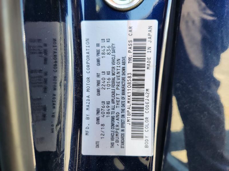 49675206 :رقم المزاد ، JM1BPALMXK1108583 vin ، 2019 Mazda 3 مزاد بيع